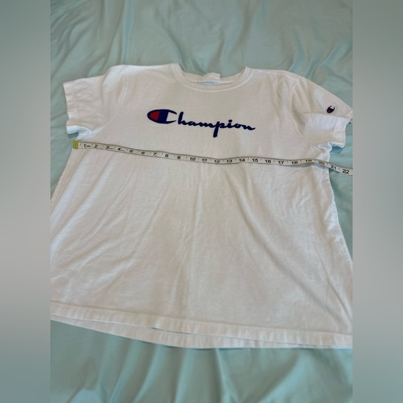 Champion 90s Mens XL White Felt Logo Applique Short Sleeve Casual Grunge. - Picture 3 of 13